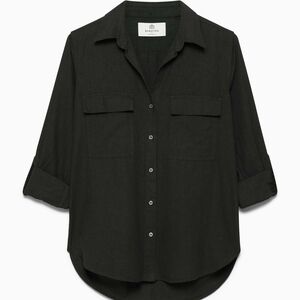 Aritzia Babaton Black Linen Utility Shirt